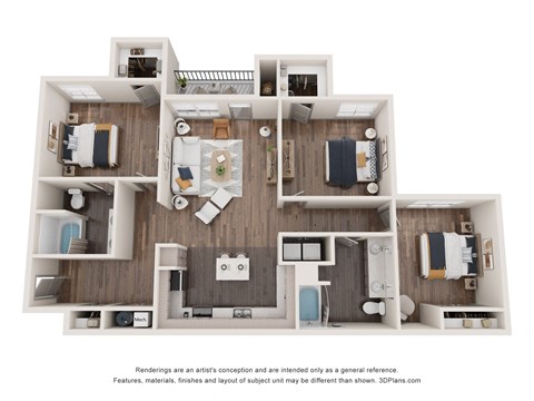 the outlook floor plan  3 bedroom  1199 square feet
